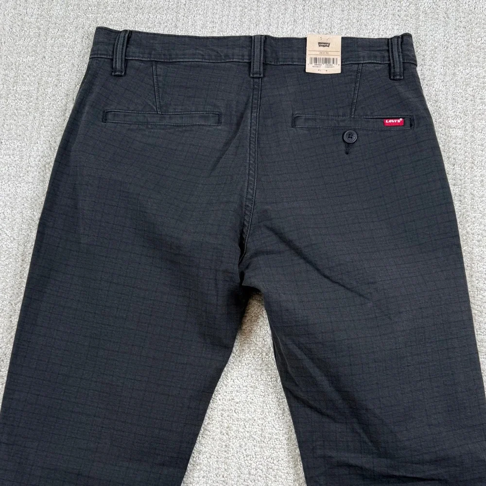 NEW Levi's Mens 28x30 XX Chino Standard Taper Stretch Gray Plaid Pants